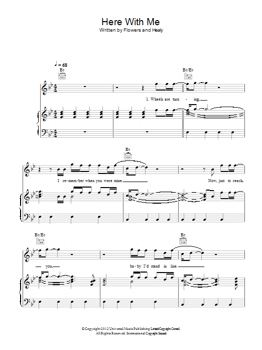 The Killers Here With Me Sheet Music Notes & Chords for Piano, Vocal & Guitar (Right-Hand Melody) - Download or Print PDF The Killers Here With Me Sheet Music Notes & Chords for Piano, Vocal & Guitar (Right-Hand Melody) - Download or Print PDF