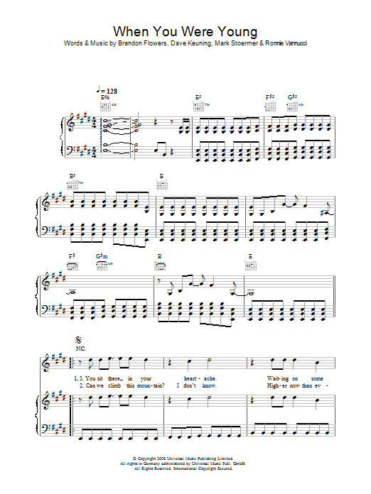 The Killers When You Were Young Sheet Music Notes & Chords for Drums Transcription - Download or Print PDF