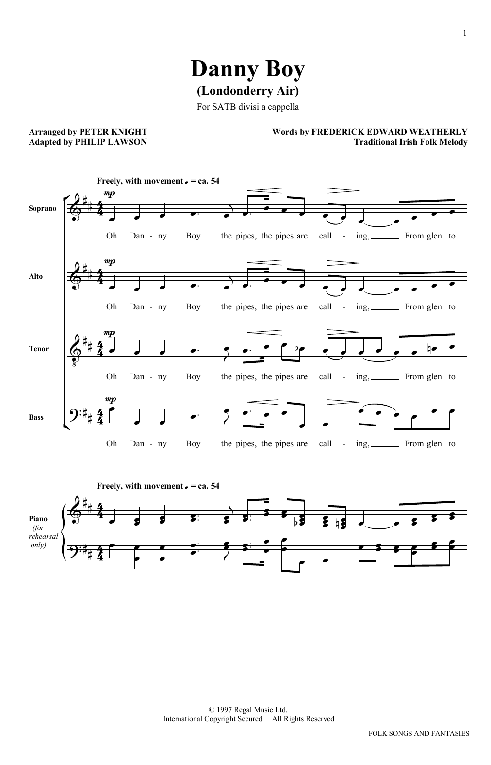 The King's Singers Danny Boy Sheet Music Notes & Chords for SATB - Download or Print PDF