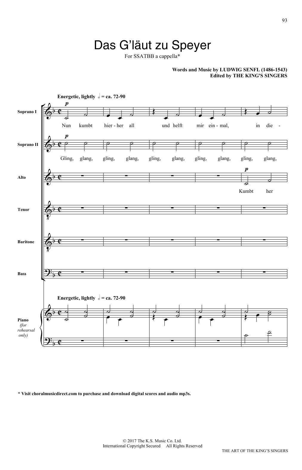Ludwig Senfl Das G'laut zu Speyer Sheet Music Notes & Chords for SATB - Download or Print PDF