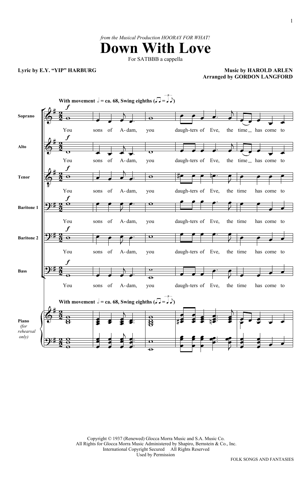 The King's Singers Down With Love Sheet Music Notes & Chords for SATB - Download or Print PDF