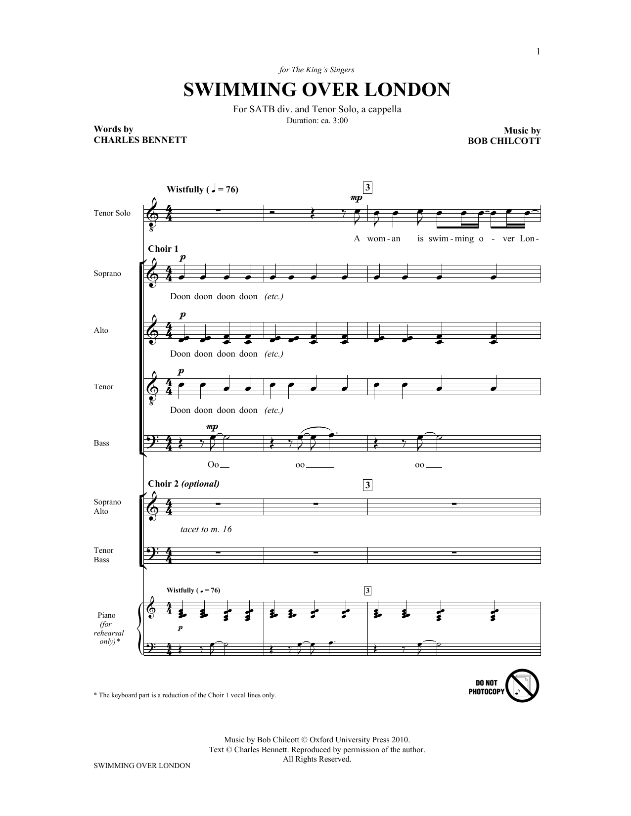 The King's Singers Swimming Over London (from Swimming Over London) Sheet Music Notes & Chords for SATB - Download or Print PDF