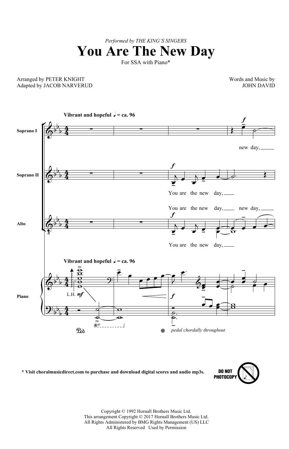 The King's Singers You Are The New Day (arr. Jacob Narverud) Sheet Music Notes & Chords for SSA Choir - Download or Print PDF