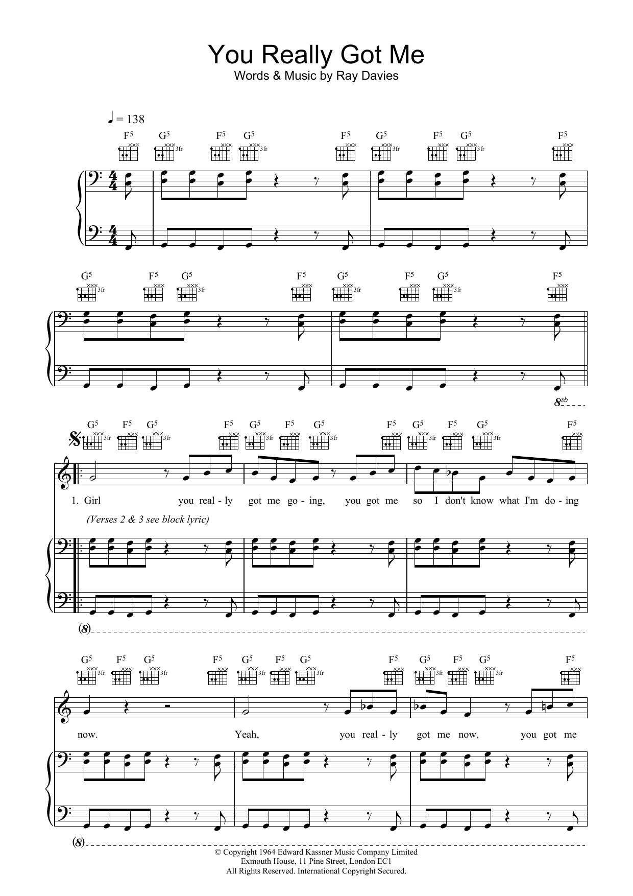 The Kinks You Really Got Me Sheet Music Notes & Chords for Really Easy Guitar - Download or Print PDF