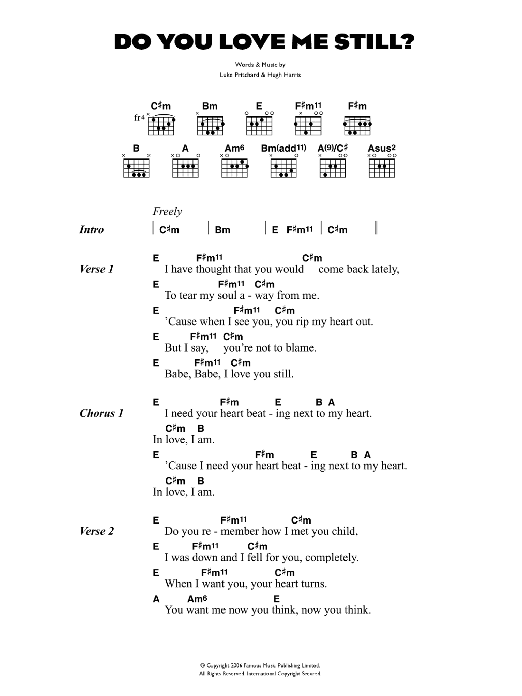 The Kooks Do You Love Me Still? Sheet Music Notes & Chords for Lyrics & Chords - Download or Print PDF