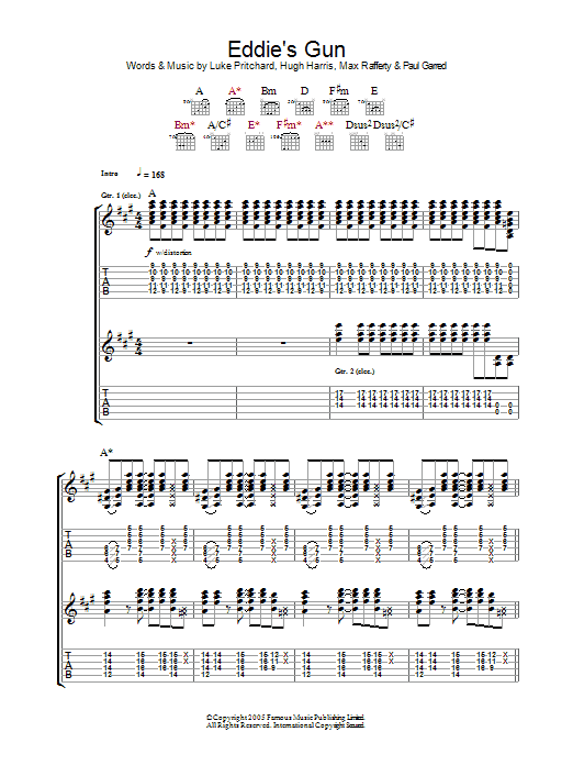 The Kooks Eddie's Gun Sheet Music Notes & Chords for Guitar Tab - Download or Print PDF