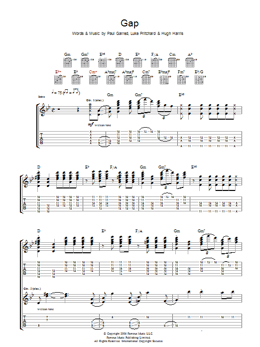 The Kooks Gap Sheet Music Notes & Chords for Guitar Tab - Download or Print PDF