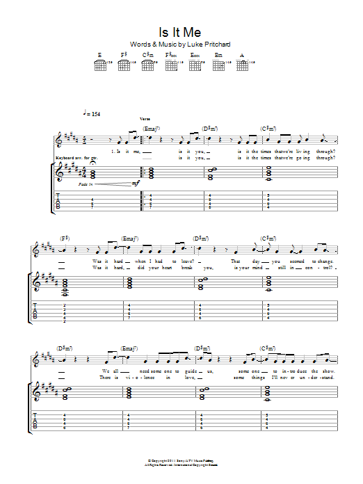 The Kooks Is It Me Sheet Music Notes & Chords for Guitar Tab - Download or Print PDF