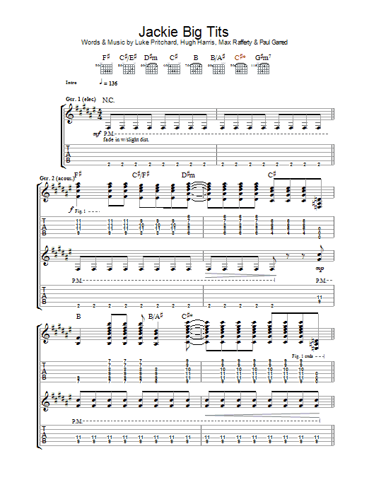 The Kooks Jackie Big Tits Sheet Music Notes & Chords for Lyrics & Chords - Download or Print PDF