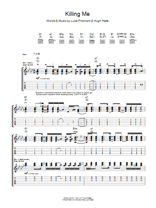 The Kooks Killing Me Sheet Music Notes & Chords for Guitar Tab - Download or Print PDF