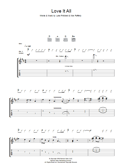 The Kooks Love It All Sheet Music Notes & Chords for Guitar Tab - Download or Print PDF The Kooks Love It All Sheet Music Notes & Chords for Guitar Tab - Download or Print PDF