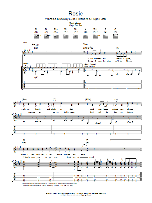 The Kooks Rosie Sheet Music Notes & Chords for Guitar Tab - Download or Print PDF