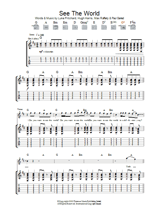 The Kooks See The World Sheet Music Notes & Chords for Guitar Tab - Download or Print PDF