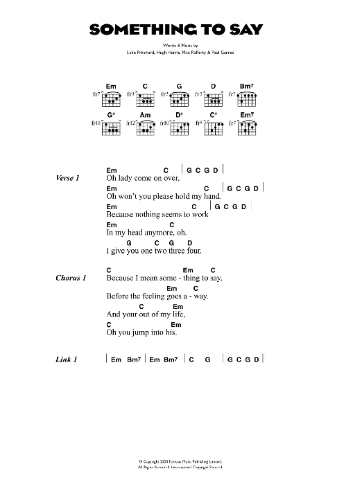 The Kooks Something To Say Sheet Music Notes & Chords for Lyrics & Chords - Download or Print PDF