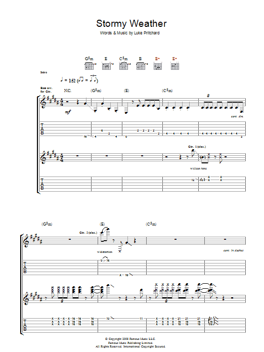 The Kooks Stormy Weather Sheet Music Notes & Chords for Guitar Tab - Download or Print PDF