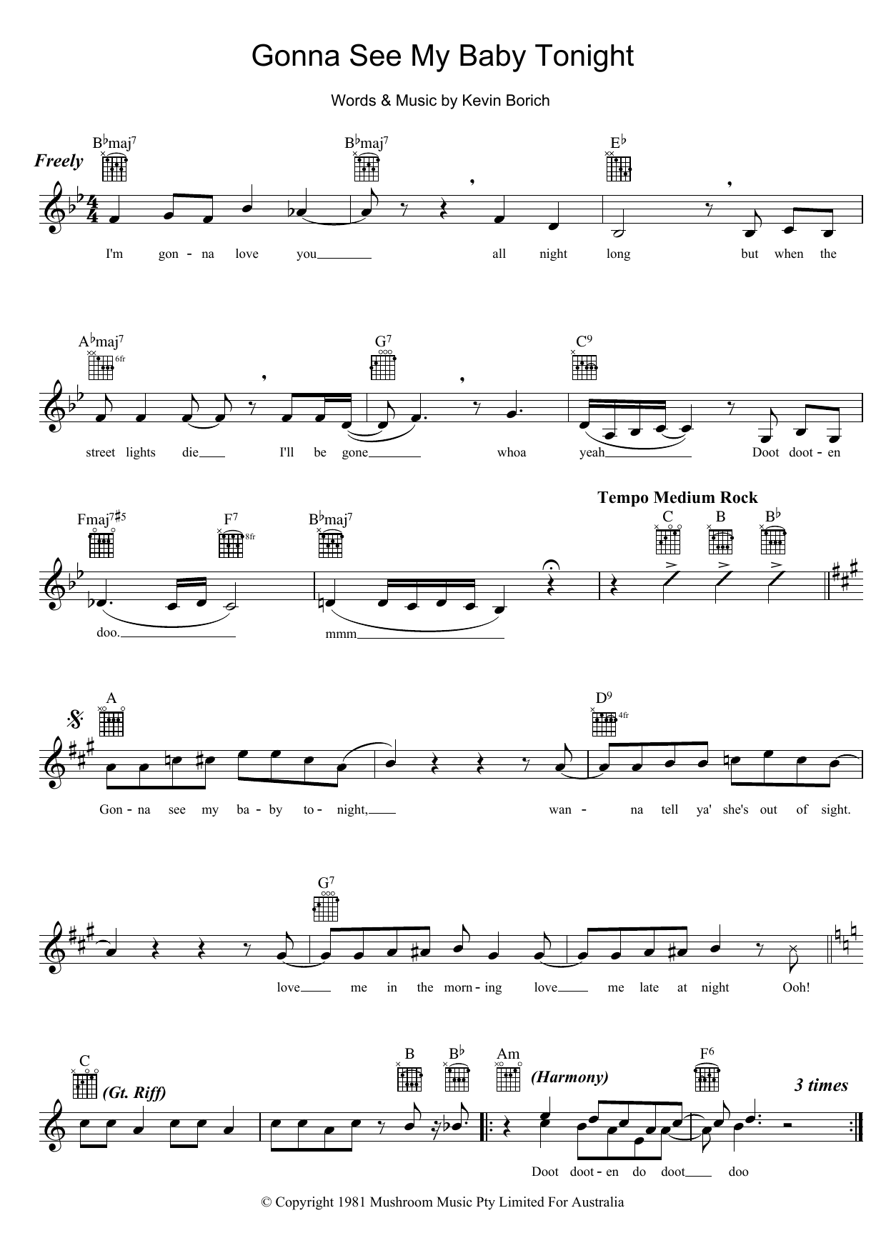 The La De Das Gonna See My Baby Tonight Sheet Music Notes & Chords for Melody Line, Lyrics & Chords - Download or Print PDF