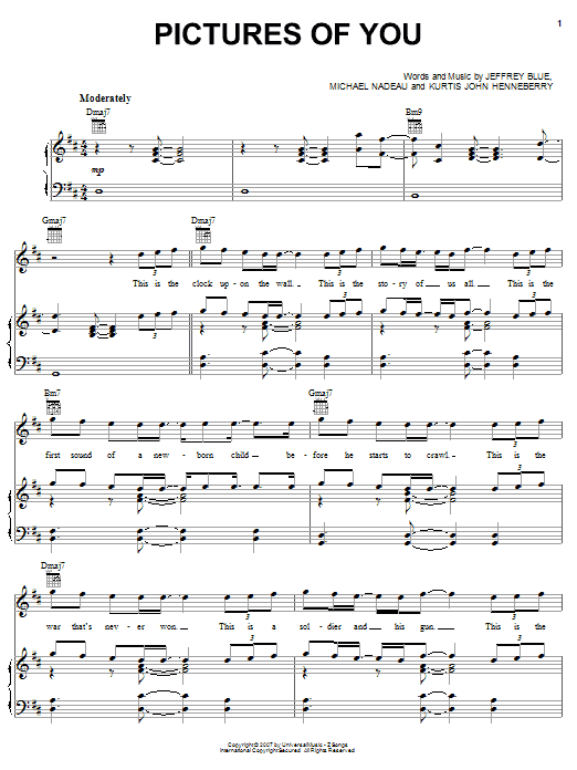 The Last Goodnight Pictures Of You Sheet Music Notes & Chords for Piano, Vocal & Guitar (Right-Hand Melody) - Download or Print PDF