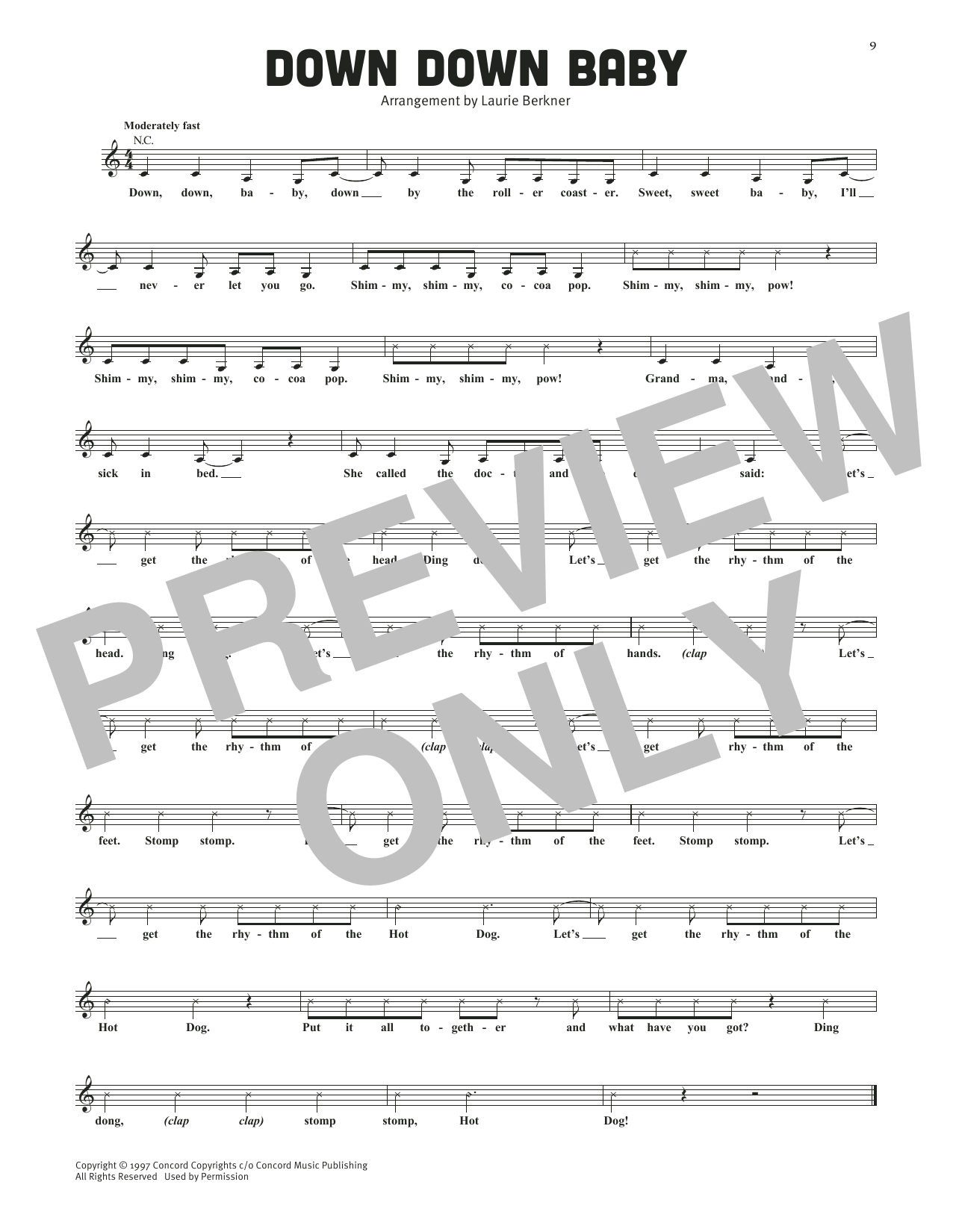 The Laurie Berkner Band Down Down Baby Sheet Music Notes & Chords for Lead Sheet / Fake Book - Download or Print PDF The Laurie Berkner Band Down Down Baby Sheet Music Notes & Chords for Lead Sheet / Fake Book - Download or Print PDF