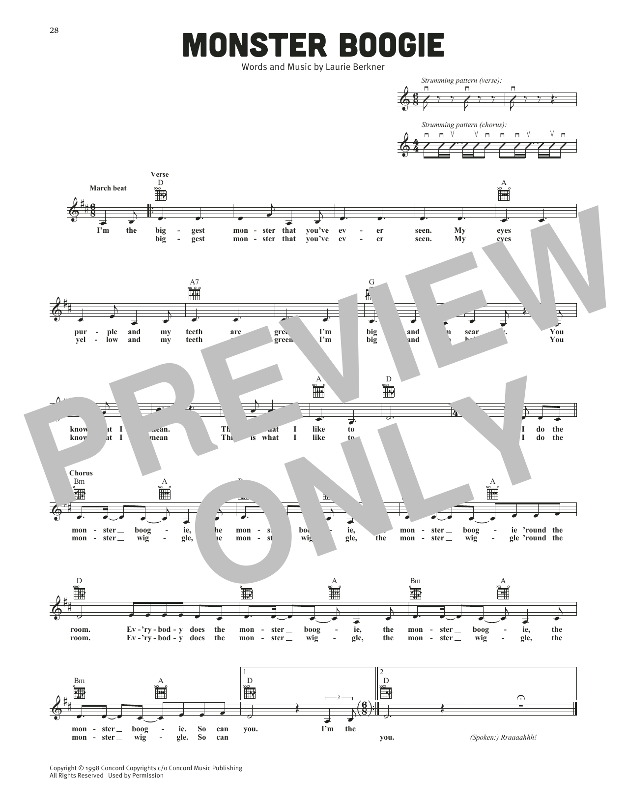The Laurie Berkner Band Monster Boogie Sheet Music Notes & Chords for Lead Sheet / Fake Book - Download or Print PDF The Laurie Berkner Band Monster Boogie Sheet Music Notes & Chords for Lead Sheet / Fake Book - Download or Print PDF