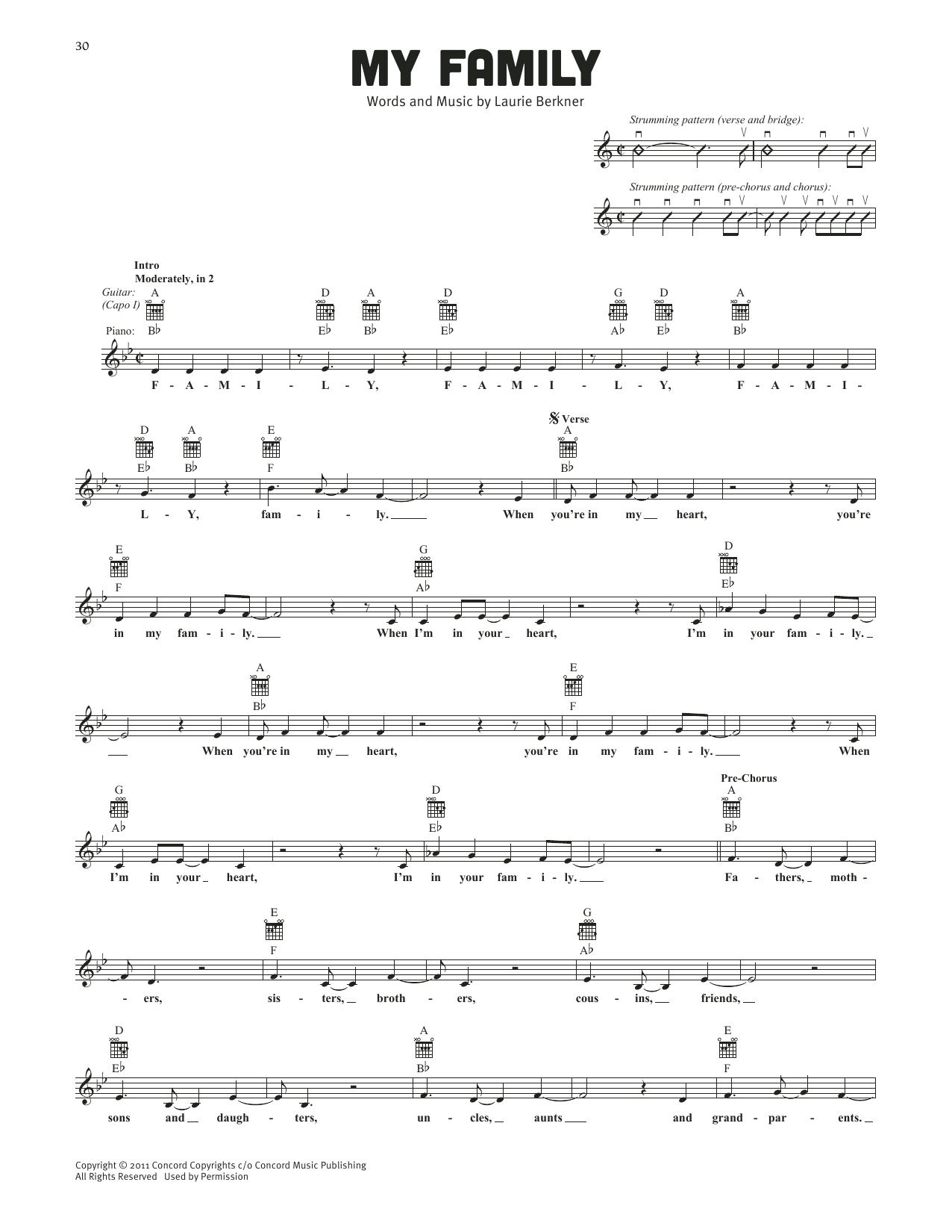 The Laurie Berkner Band My Family Sheet Music Notes & Chords for Lead Sheet / Fake Book - Download or Print PDF The Laurie Berkner Band My Family Sheet Music Notes & Chords for Lead Sheet / Fake Book - Download or Print PDF