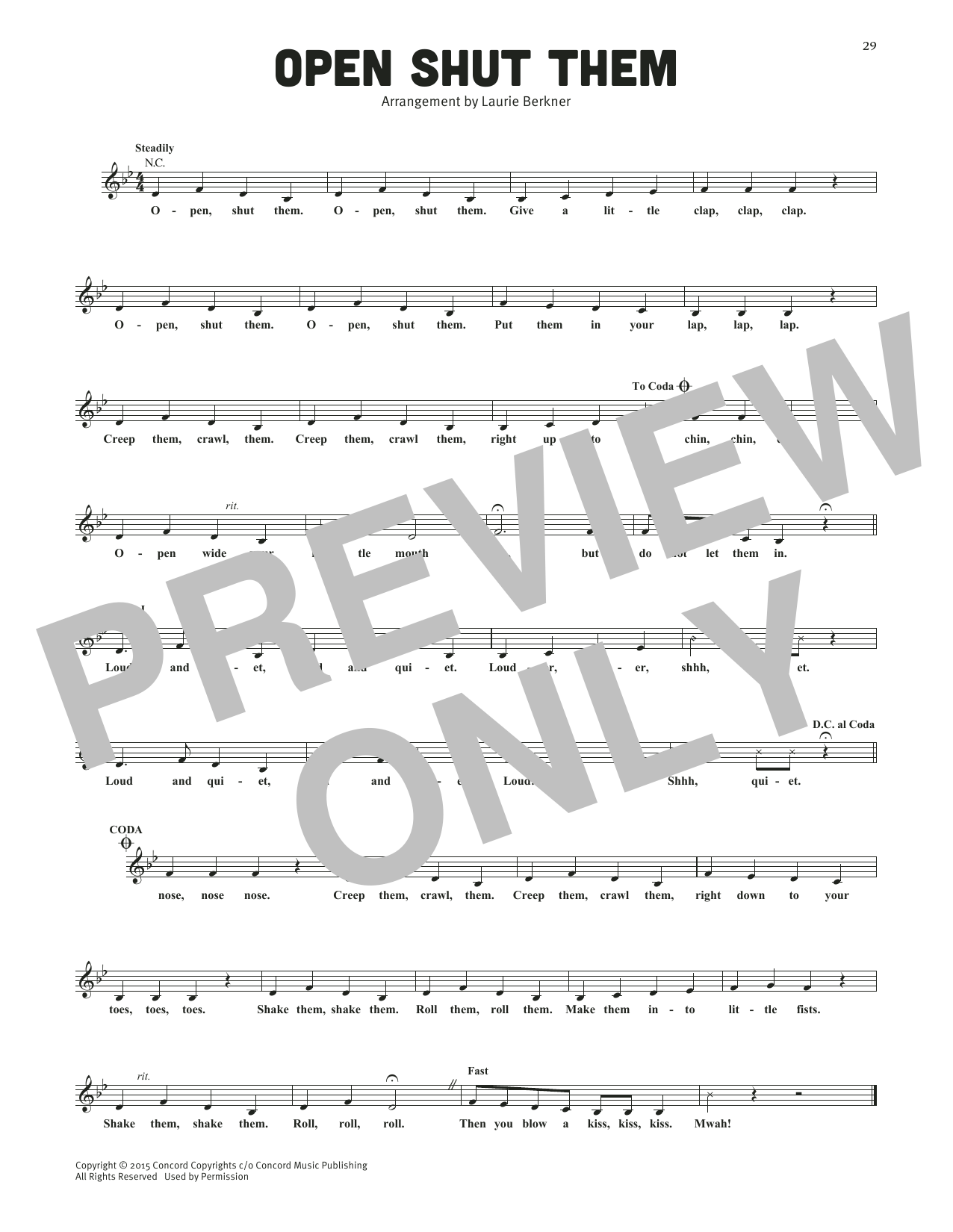 The Laurie Berkner Band Open Shut Them Sheet Music Notes & Chords for Lead Sheet / Fake Book - Download or Print PDF The Laurie Berkner Band Open Shut Them Sheet Music Notes & Chords for Lead Sheet / Fake Book - Download or Print PDF