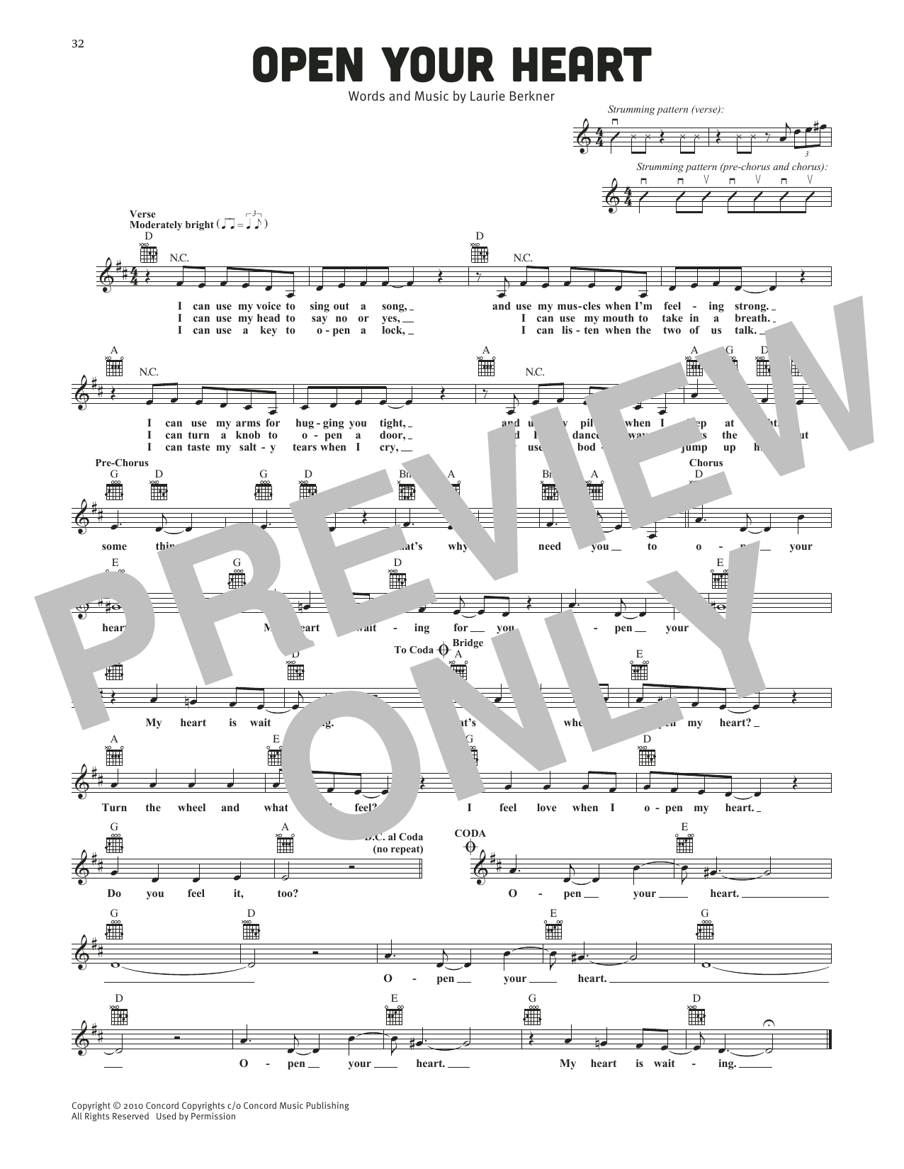 The Laurie Berkner Band Open Your Heart Sheet Music Notes & Chords for Lead Sheet / Fake Book - Download or Print PDF The Laurie Berkner Band Open Your Heart Sheet Music Notes & Chords for Lead Sheet / Fake Book - Download or Print PDF