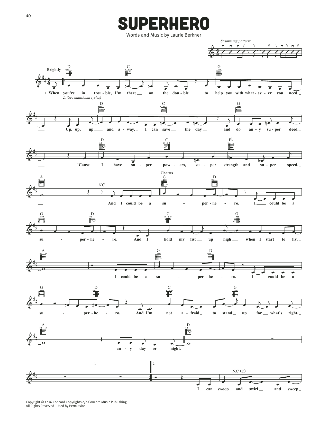 The Laurie Berkner Band Superhero Sheet Music Notes & Chords for Lead Sheet / Fake Book - Download or Print PDF The Laurie Berkner Band Superhero Sheet Music Notes & Chords for Lead Sheet / Fake Book - Download or Print PDF