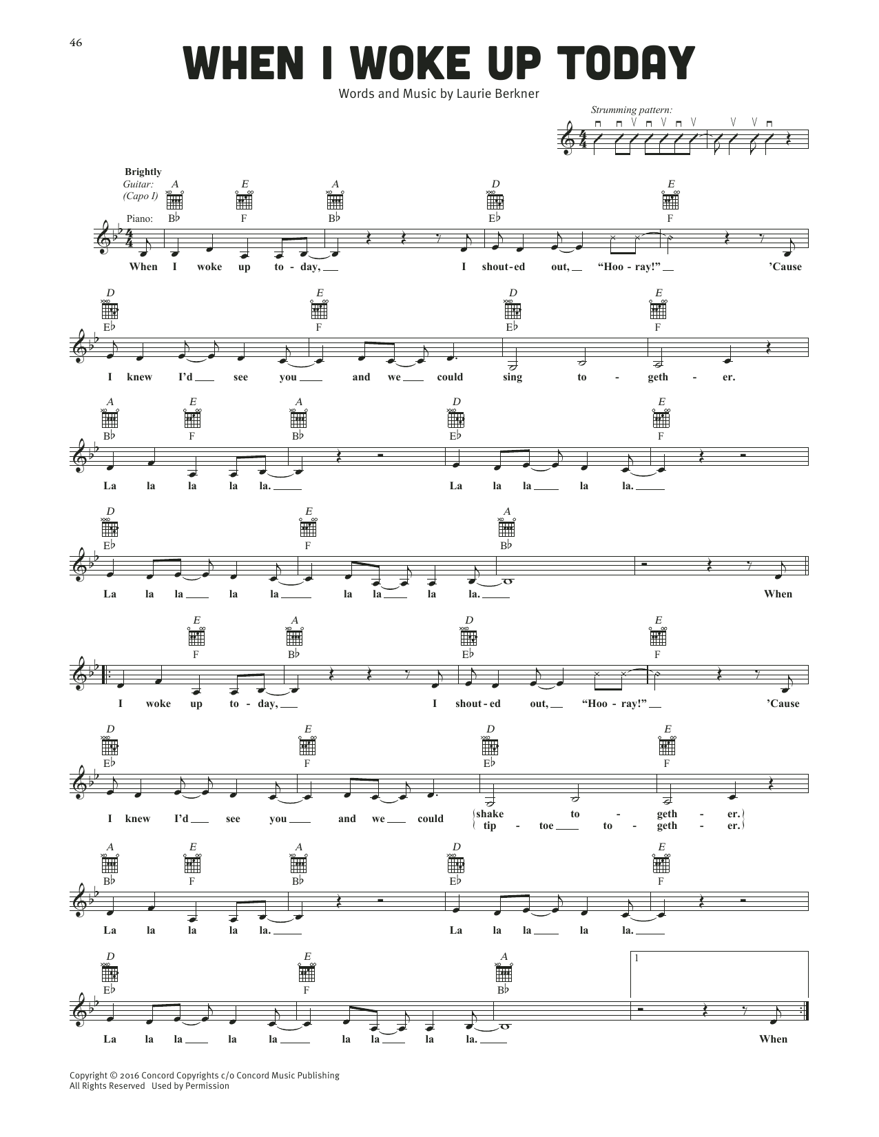 The Laurie Berkner Band When I Woke Up Today Sheet Music Notes & Chords for Lead Sheet / Fake Book - Download or Print PDF