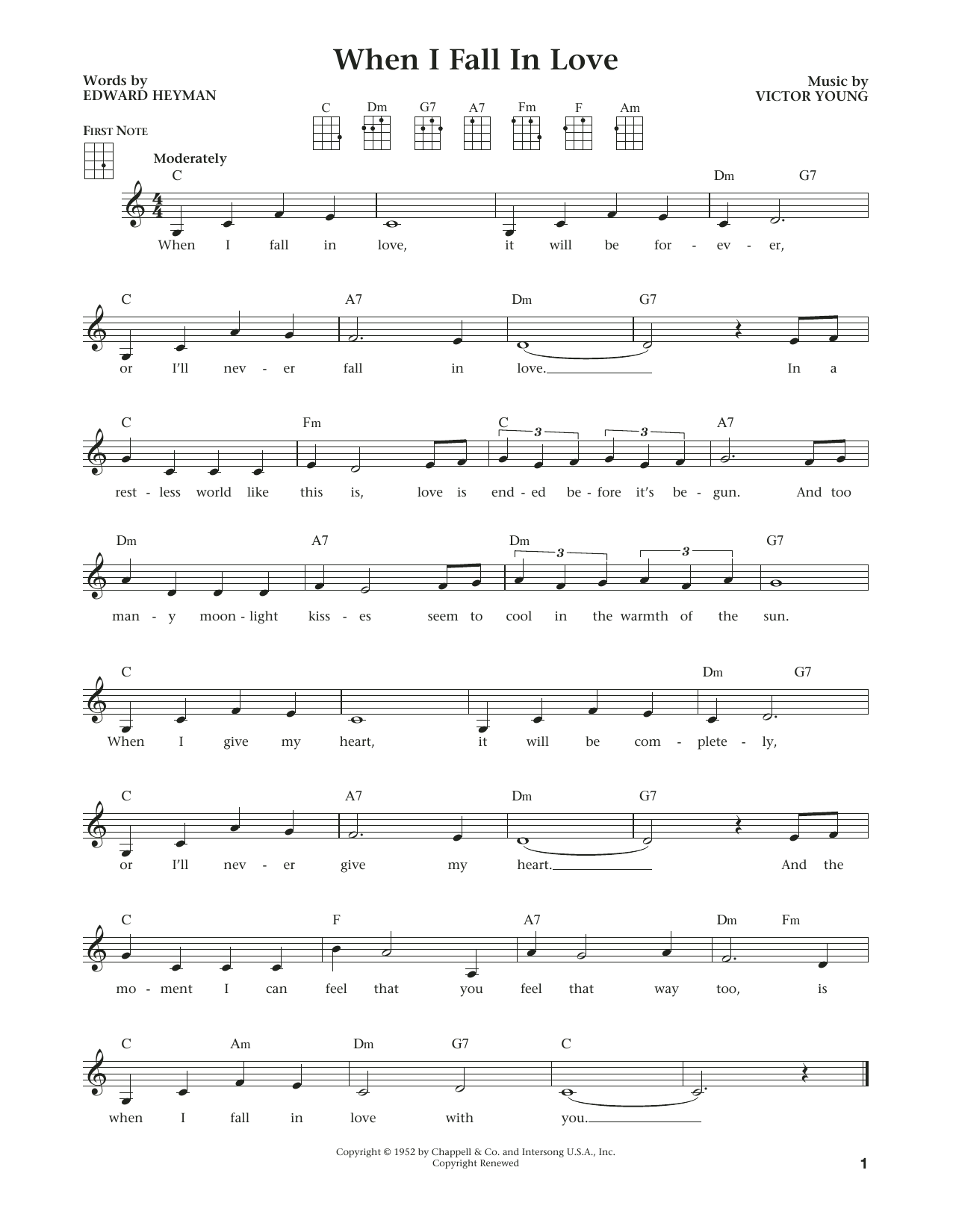 The Lettermen When I Fall In Love (from The Daily Ukulele) (arr. Liz and Jim Beloff) Sheet Music Notes & Chords for Ukulele - Download or Print PDF
