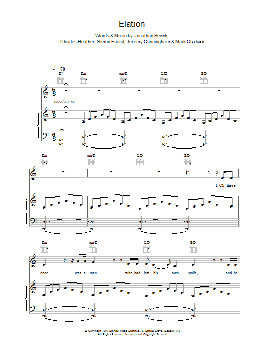 The Levellers Elation Sheet Music Notes & Chords for Piano, Vocal & Guitar - Download or Print PDF