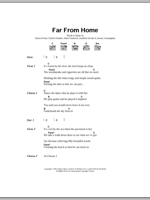 The Levellers Far From Home Sheet Music Notes & Chords for Lyrics & Chords - Download or Print PDF