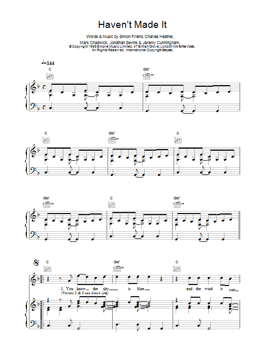 The Levellers Haven't Made It Sheet Music Notes & Chords for Piano, Vocal & Guitar (Right-Hand Melody) - Download or Print PDF