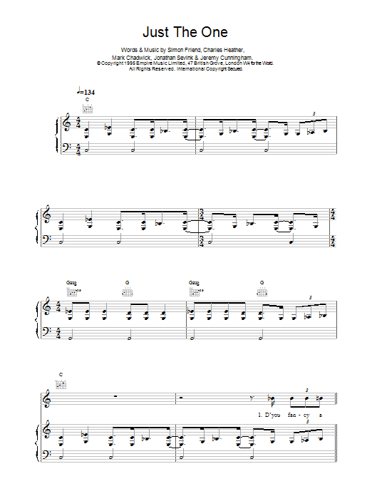 The Levellers Just The One Sheet Music Notes & Chords for Piano, Vocal & Guitar (Right-Hand Melody) - Download or Print PDF