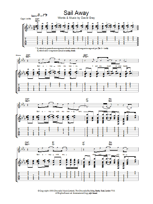 The Levellers Sail Away Sheet Music Notes & Chords for Piano, Vocal & Guitar (Right-Hand Melody) - Download or Print PDF