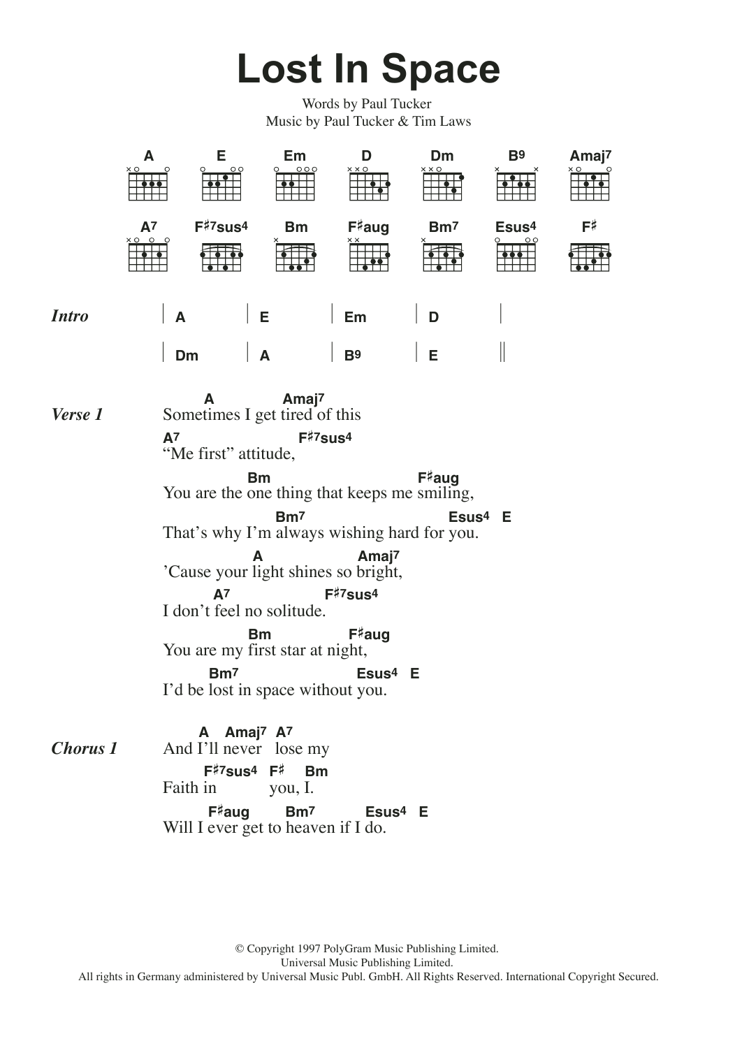 The Lighthouse Family Lost In Space Sheet Music Notes & Chords for Lyrics & Chords - Download or Print PDF The Lighthouse Family Lost In Space Sheet Music Notes & Chords for Lyrics & Chords - Download or Print PDF