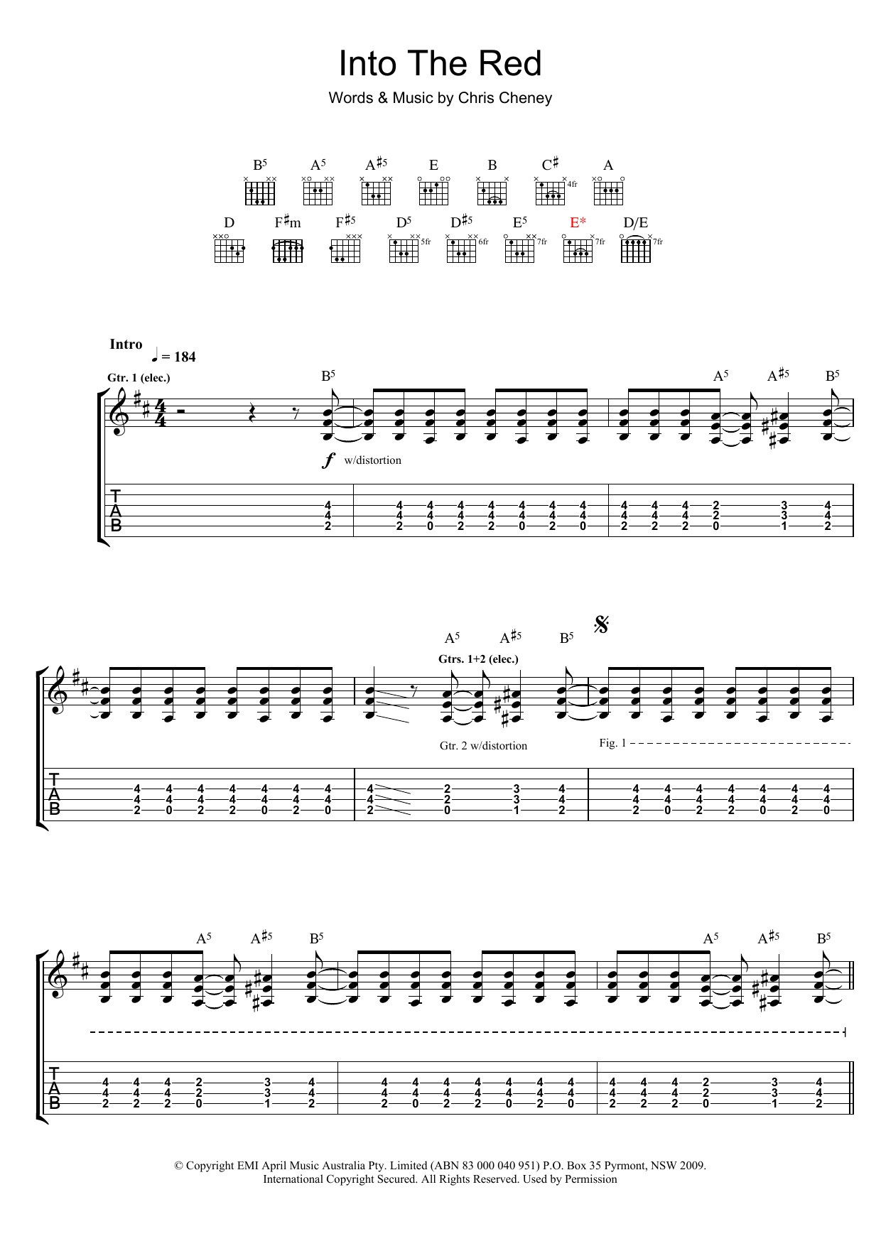 The Living End Into The Red Sheet Music Notes & Chords for Guitar Tab - Download or Print PDF