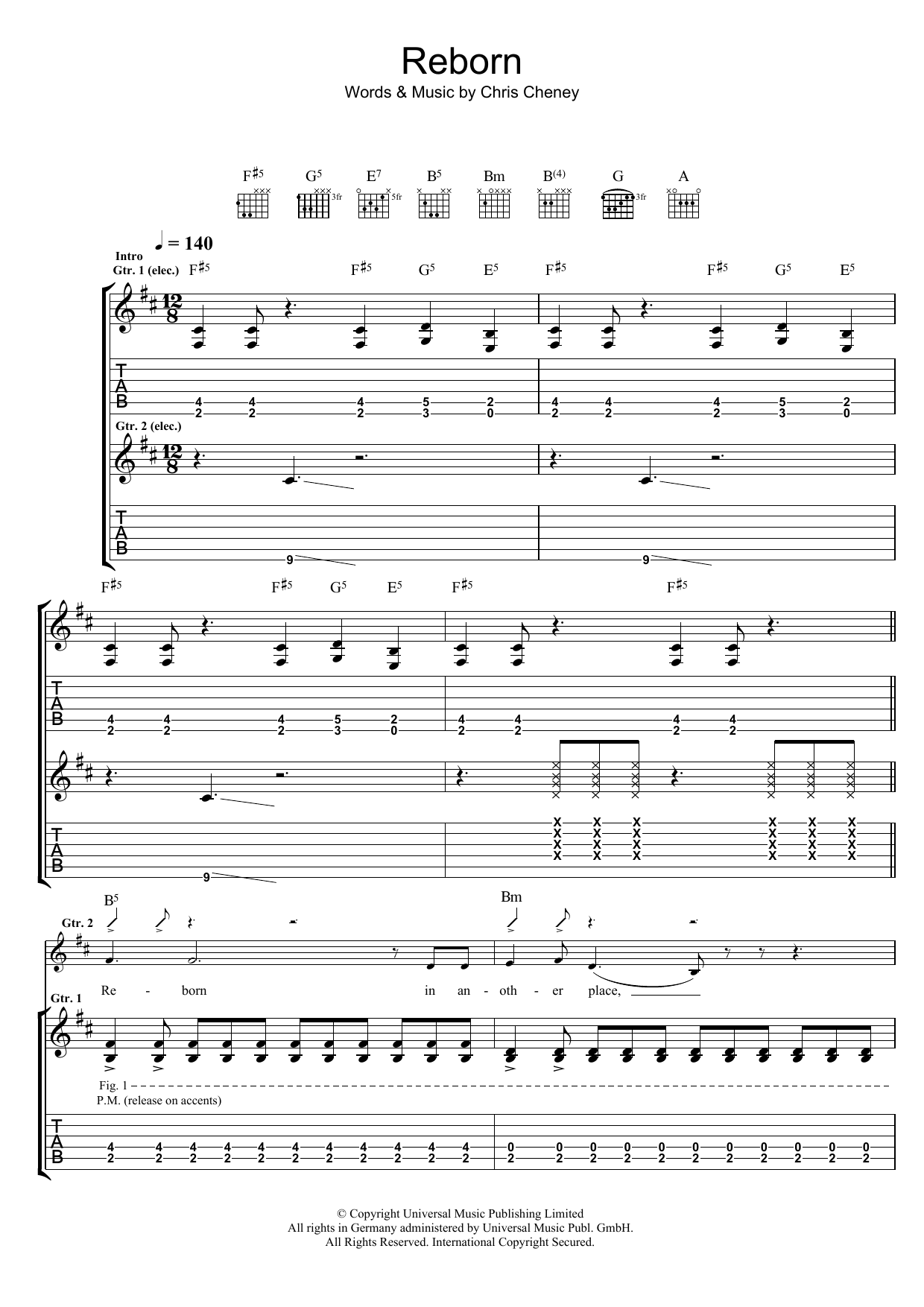 The Living End Reborn Sheet Music Notes & Chords for Guitar Tab - Download or Print PDF