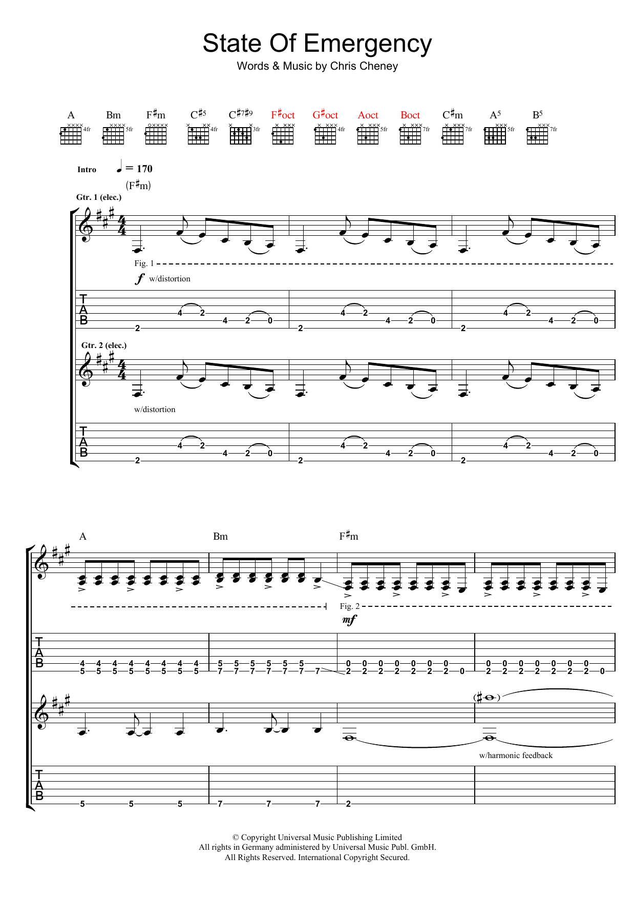 The Living End State Of Emergency Sheet Music Notes & Chords for Guitar Tab - Download or Print PDF