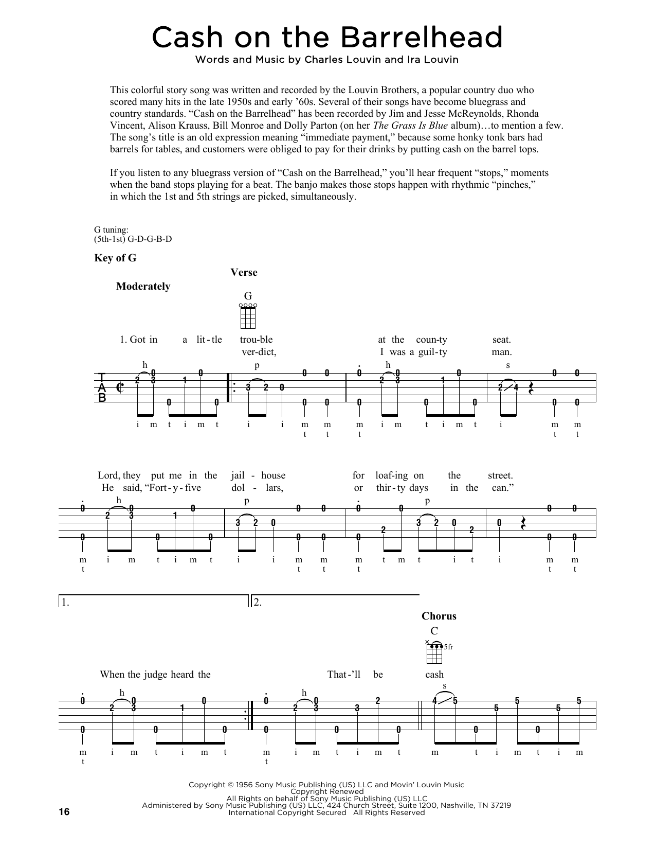 The Louvin Brothers Cash On The Barrelhead (arr. Fred Sokolow) Sheet Music Notes & Chords for Banjo Tab - Download or Print PDF