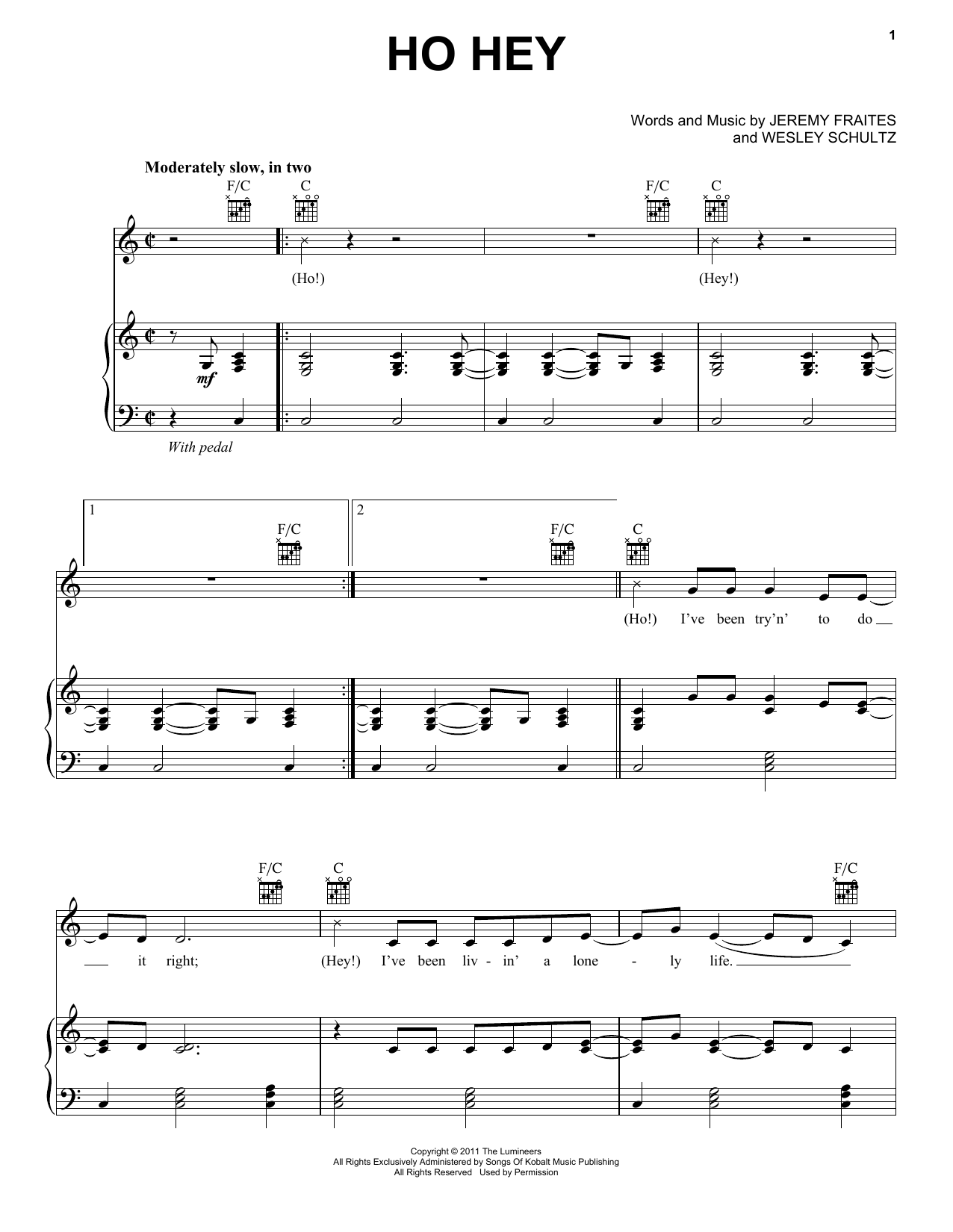 The Lumineers Ho Hey Sheet Music Notes & Chords for Beginner Piano - Download or Print PDF