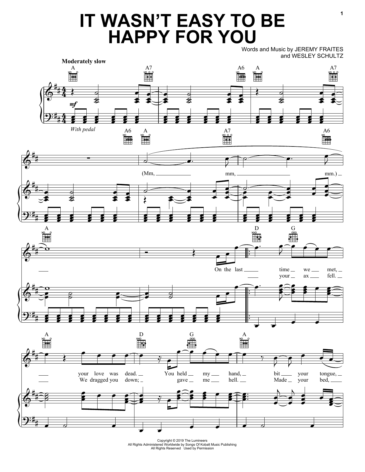 The Lumineers It Wasn't Easy To Be Happy For You Sheet Music Notes & Chords for Ukulele - Download or Print PDF