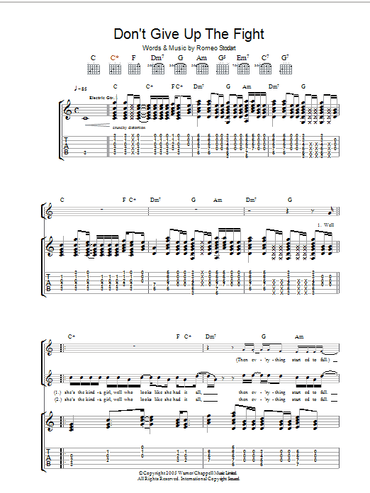 The Magic Numbers Don't Give Up The Fight Sheet Music Notes & Chords for Guitar Tab - Download or Print PDF
