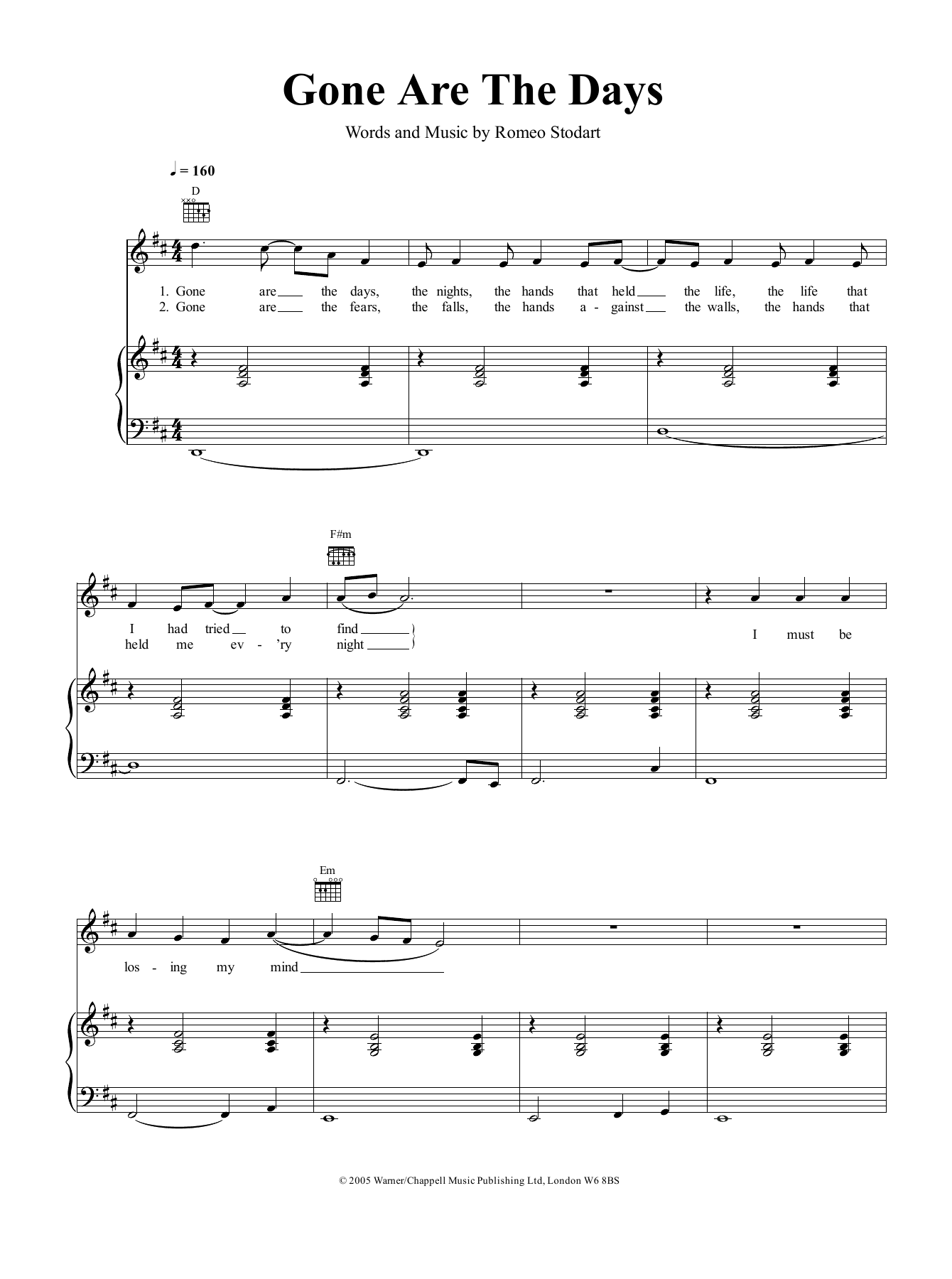 The Magic Numbers Gone Are The Days Sheet Music Notes & Chords for Piano, Vocal & Guitar (Right-Hand Melody) - Download or Print PDF