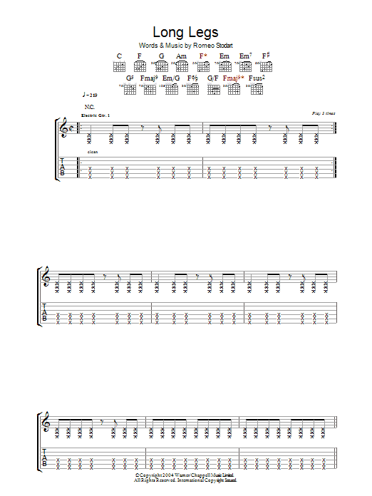 The Magic Numbers Long Legs Sheet Music Notes & Chords for Guitar Tab - Download or Print PDF