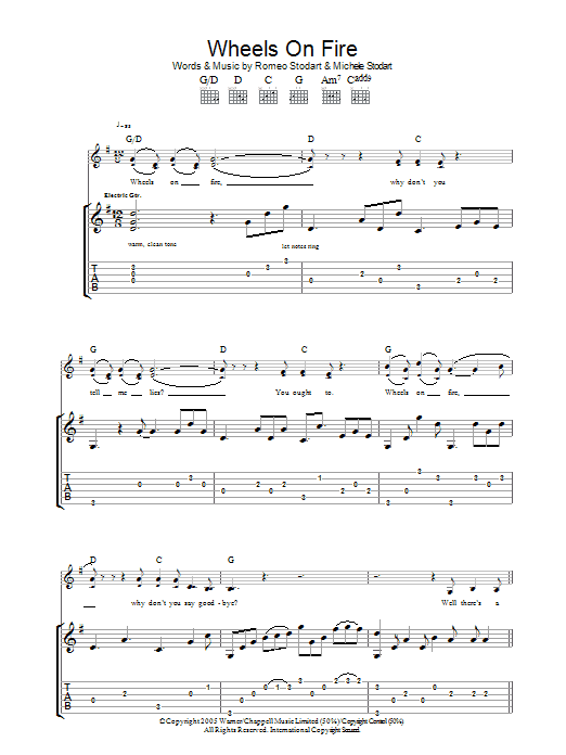 The Magic Numbers Wheels On Fire Sheet Music Notes & Chords for Guitar Tab - Download or Print PDF