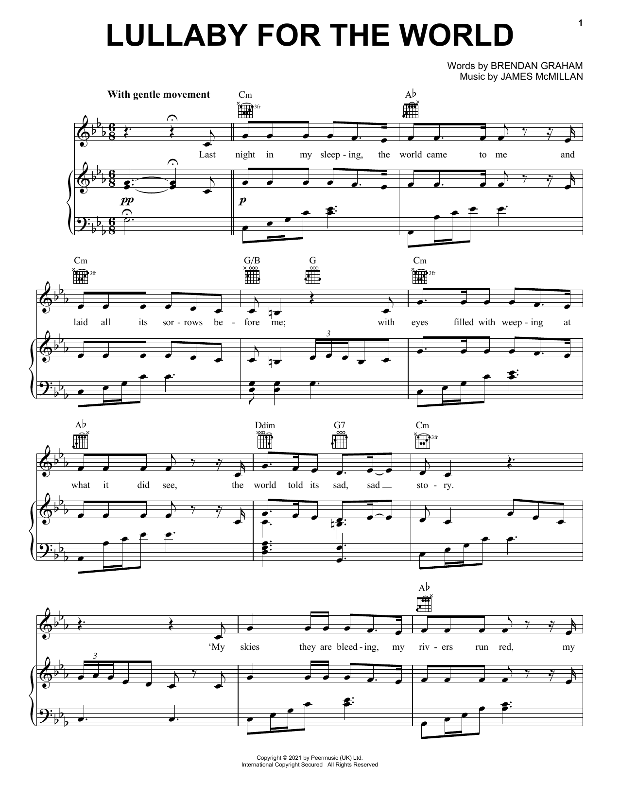 The Mahers Lullaby For The World Sheet Music Notes & Chords for Piano, Vocal & Guitar (Right-Hand Melody) - Download or Print PDF