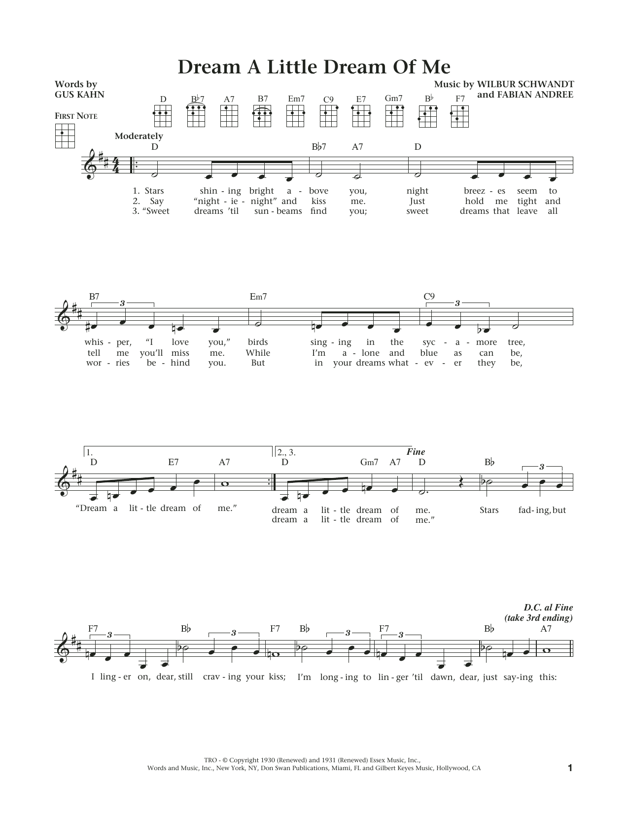 The Mamas & The Papas Dream A Little Dream Of Me (from The Daily Ukulele) (arr. Liz and Jim Beloff) Sheet Music Notes & Chords for Ukulele - Download or Print PDF
