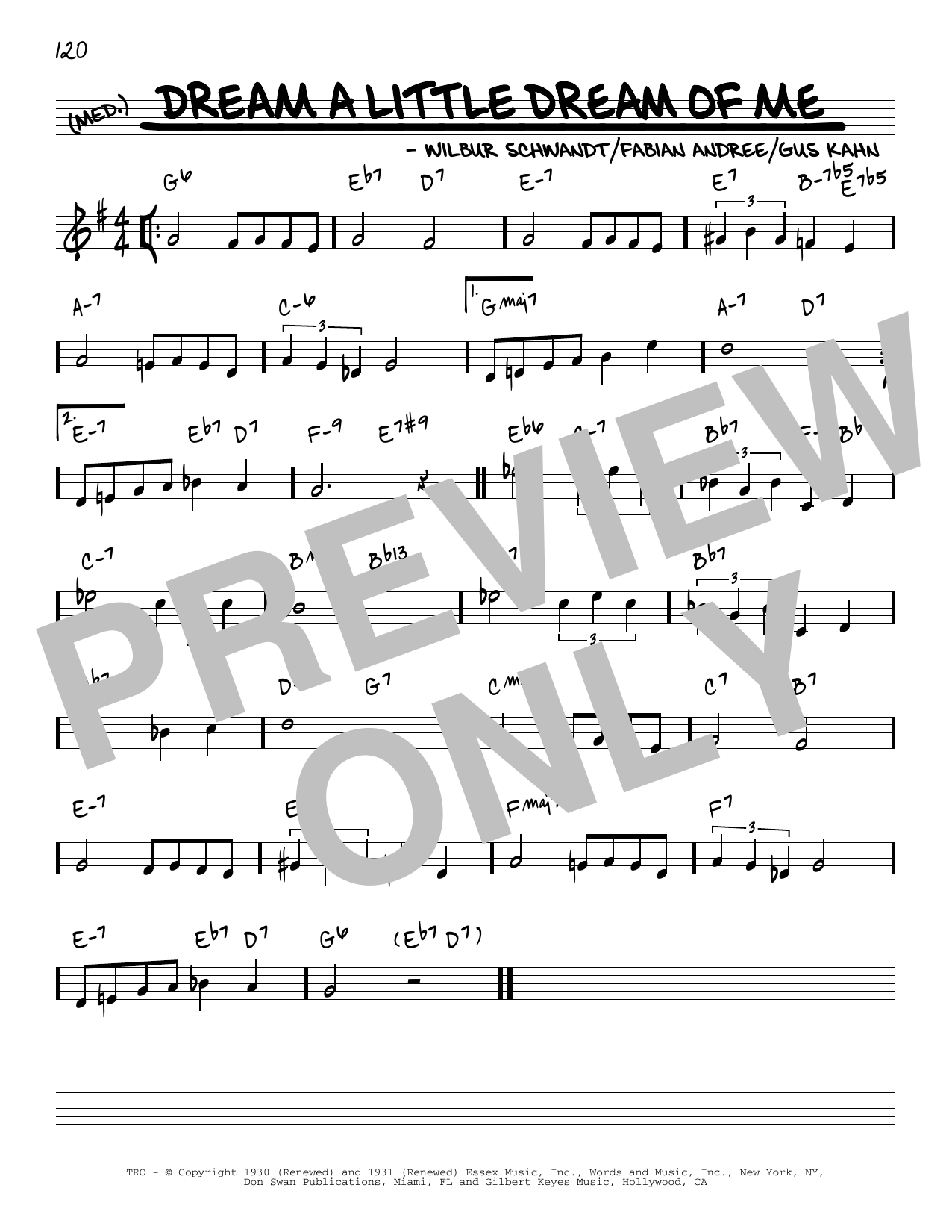The Mamas & The Papas Dream A Little Dream Of Me [Reharmonized version] (arr. Jack Grassel) Sheet Music Notes & Chords for Real Book – Melody & Chords - Download or Print PDF