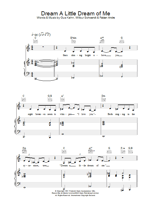 The Mamas & The Papas Dream A Little Dream Of Me Sheet Music Notes & Chords for Clarinet Solo - Download or Print PDF