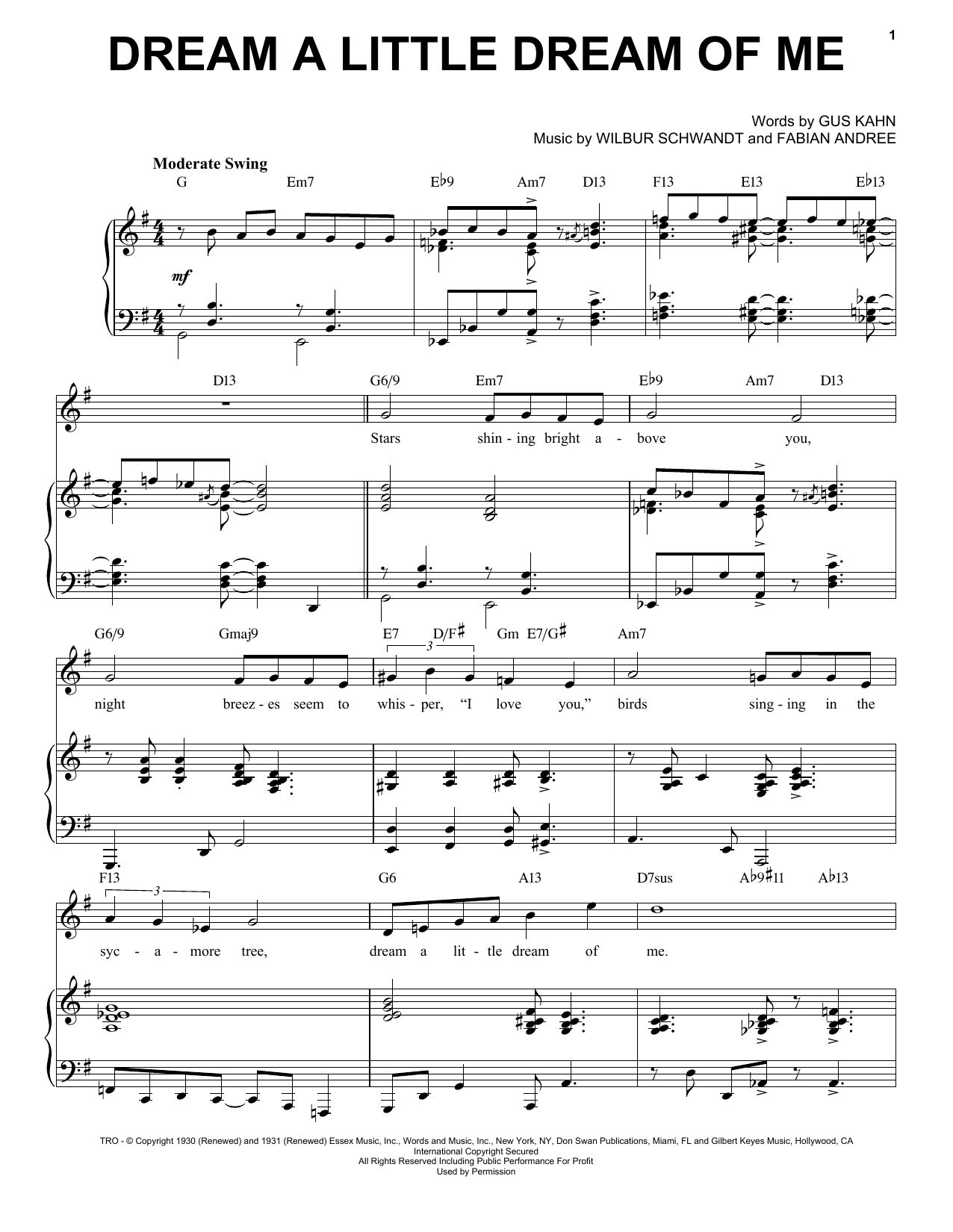 The Mamas & The Papas Dream A Little Dream Of Me [Jazz version] (arr. Brent Edstrom) Sheet Music Notes & Chords for Piano - Download or Print PDF